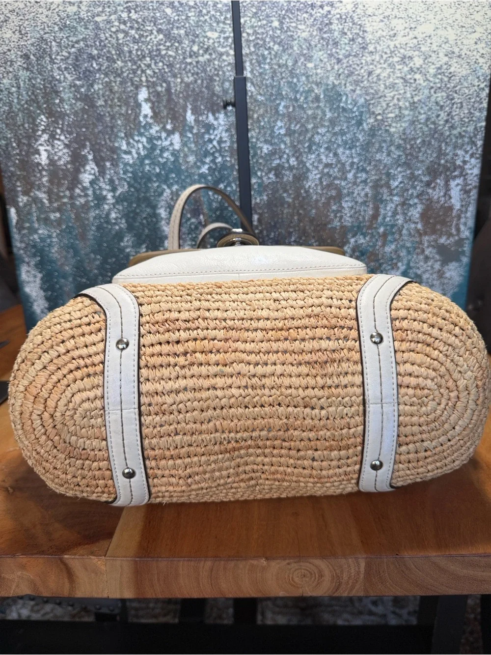 Coach 2012 Straw Raffia Turnlock Bag GUC